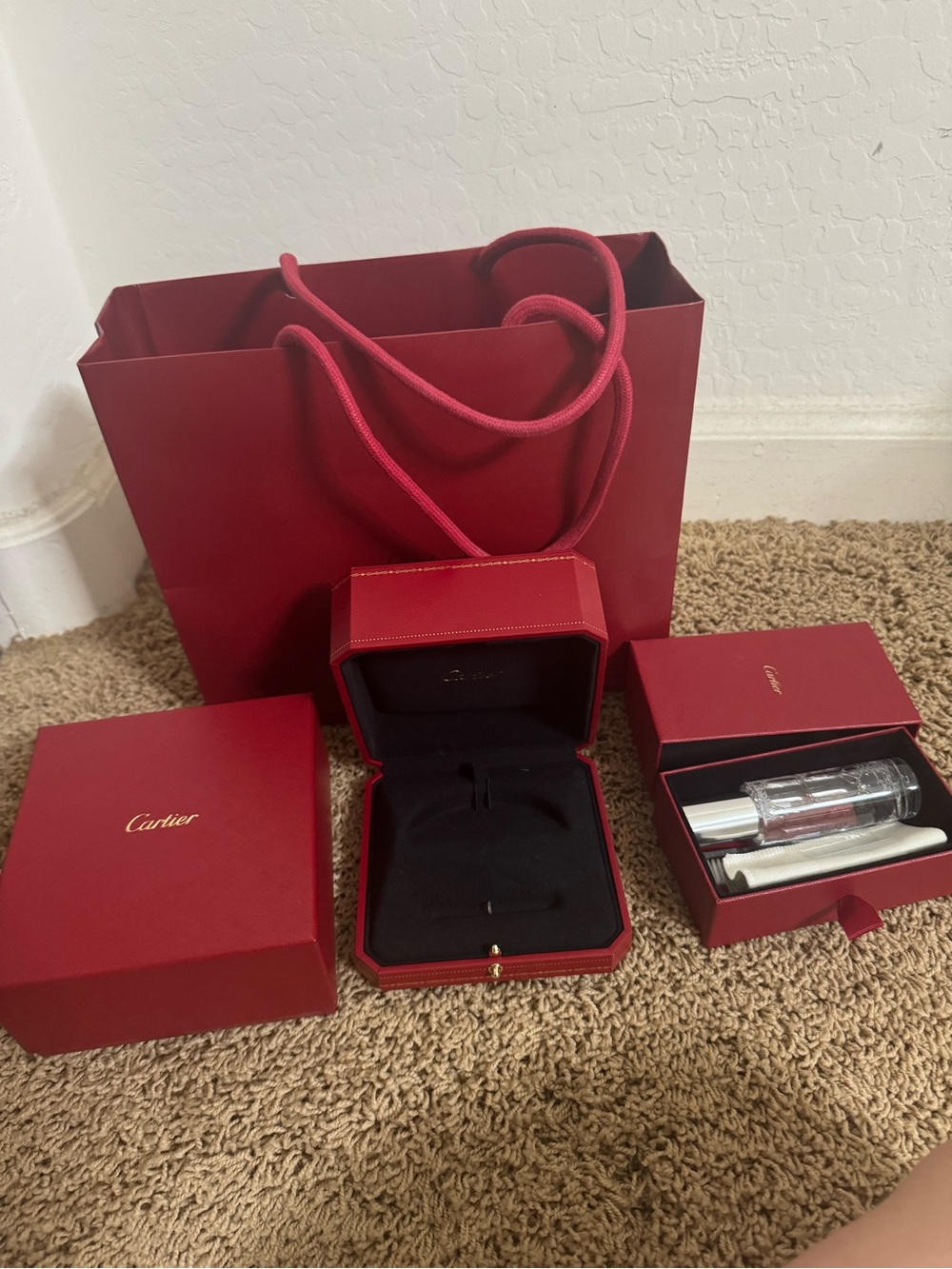 Cartier Box, Shopping Bag & Cleaning Kit